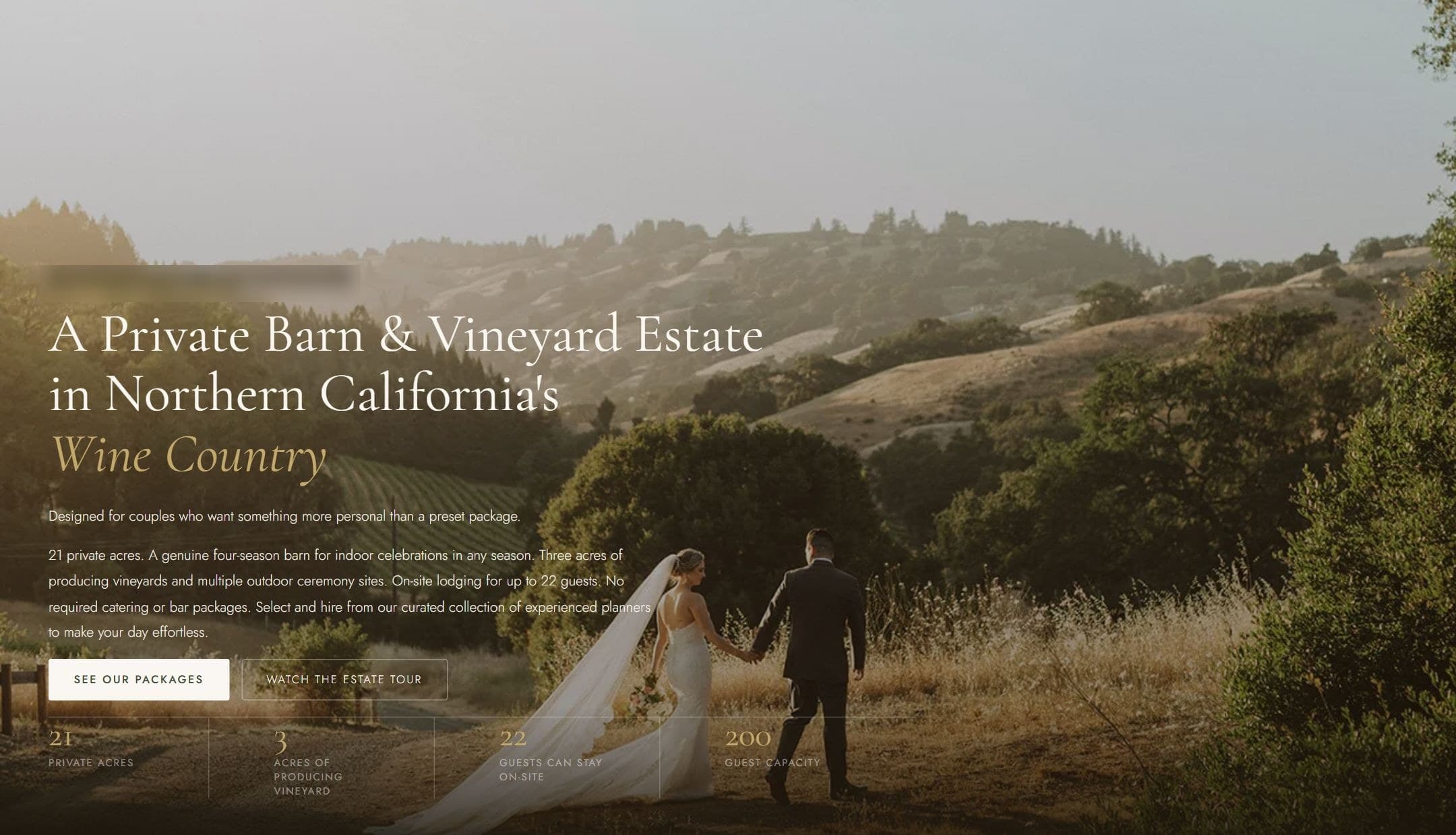 Luxury Wedding Venue website